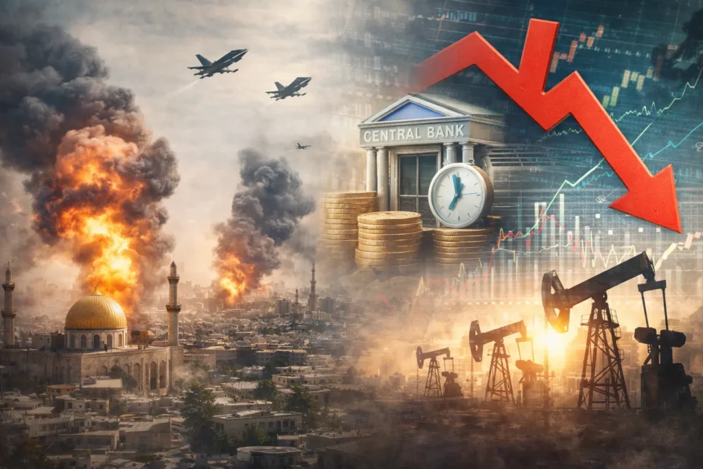 ilustrasi konflik Timur Tengah yang memicu lonjakan harga minyak dan tekanan pada ekonomi global serta kebijakan bank sentral
